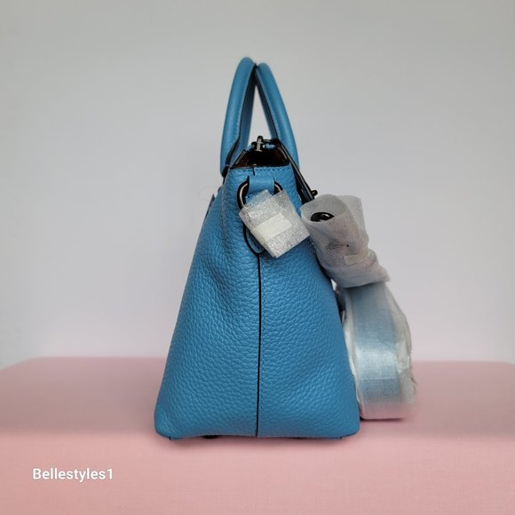 COACH Cara Pebbled Leather Satchel -Pool Color ⭐ - Picture 8 of 16